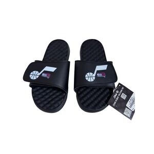 NWT Utah Jazz Black NBA Con Slides Men's Size 9 Adjustable Sandals Basketball